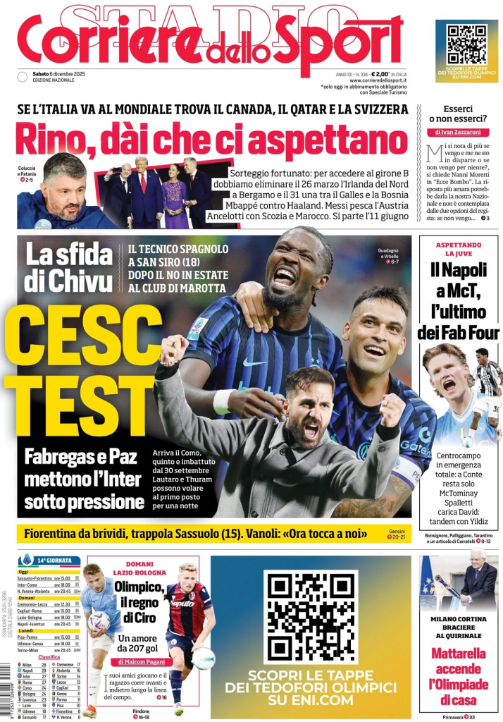 Prime pagine quotidiani sportivi – 6 dicembre 2025 28 image 17