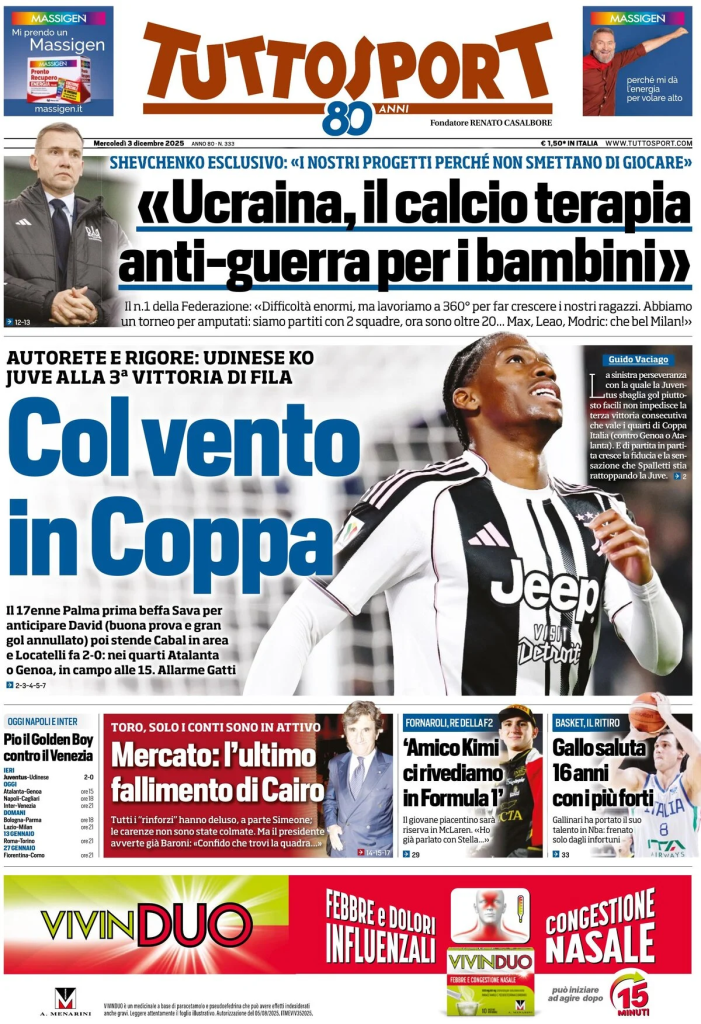Prime pagine quotidiani sportivi – 3 dicembre 2025 28 image 8