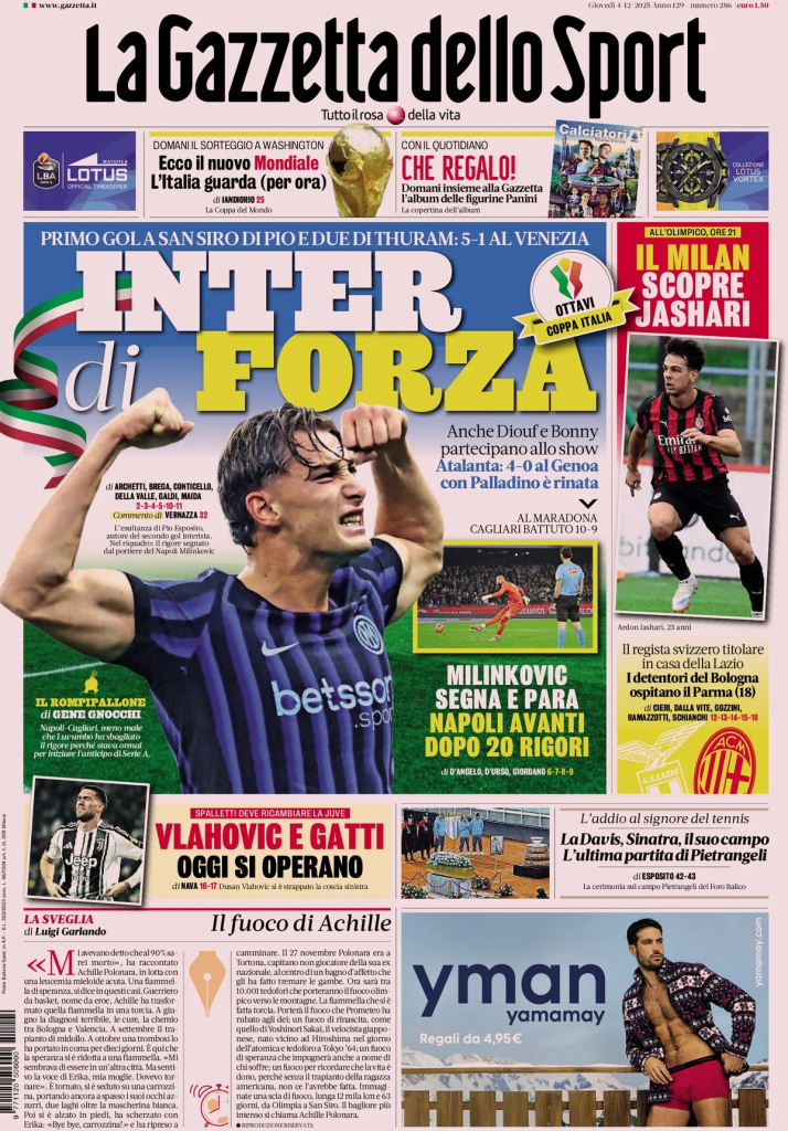 Prime pagine quotidiani sportivi – 4 dicembre 2025 27 image 9
