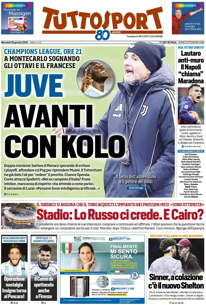 Prime pagine quotidiani sportivi – 28 gennaio 2026 4 tuttosport 020304v30d1vz