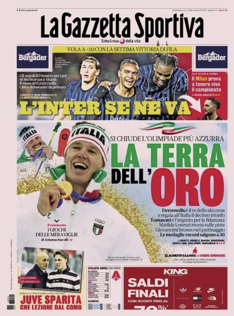 Le prime pagine dei principali quotidiani sportivi - 22 febbraio 2026 27 Screenshot 2026 02 22 alle 09.23.32