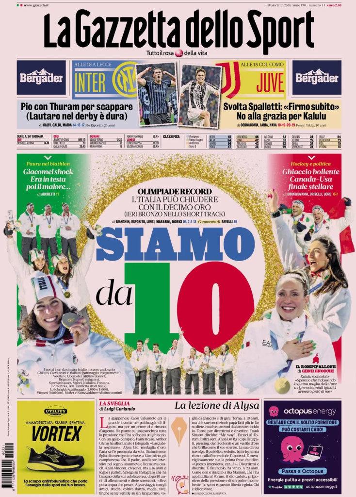 Le prime pagine dei principali quotidiani sportivi - 21 febbraio 2026 29 image 27