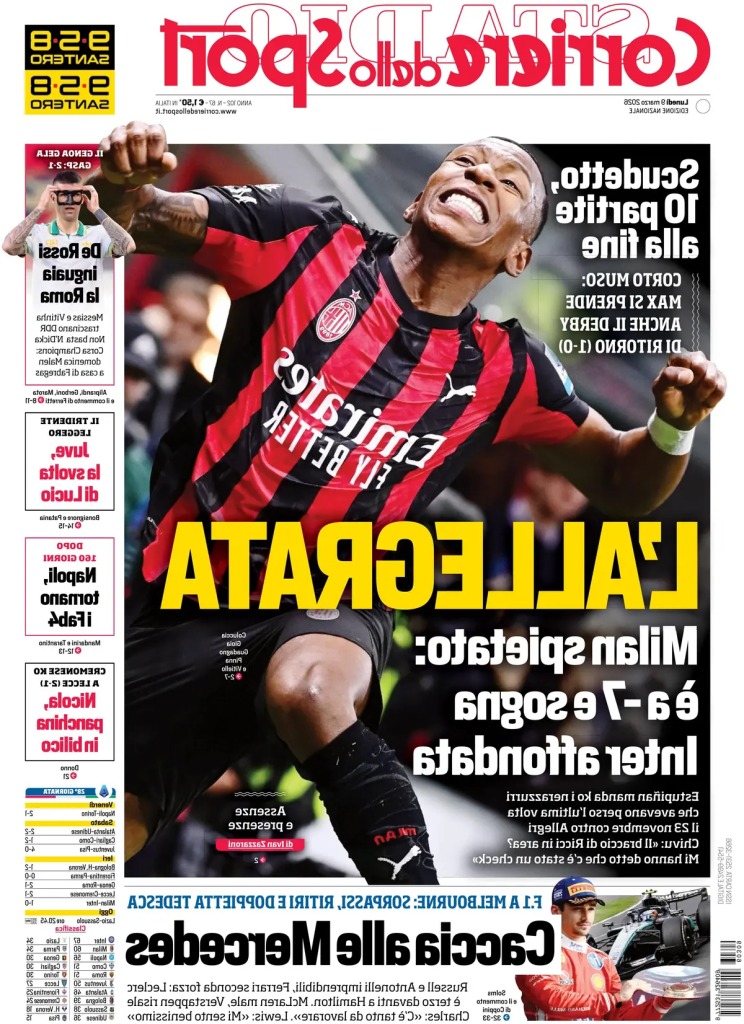 Le prime pagine dei principali quotidiani sportivi – 09 marzo 2026 28 image 11