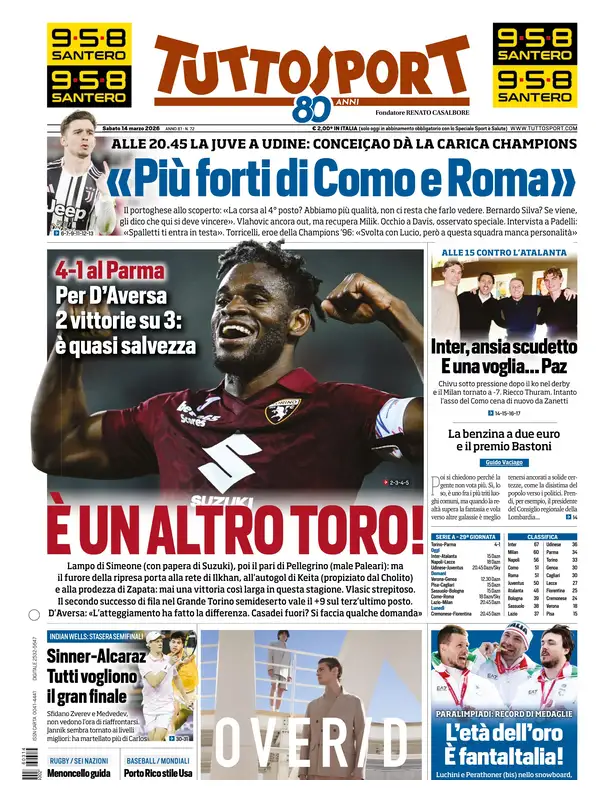Le prime pagine dei principali quotidiani sportivi – 14 marzo 2026 29 image 21