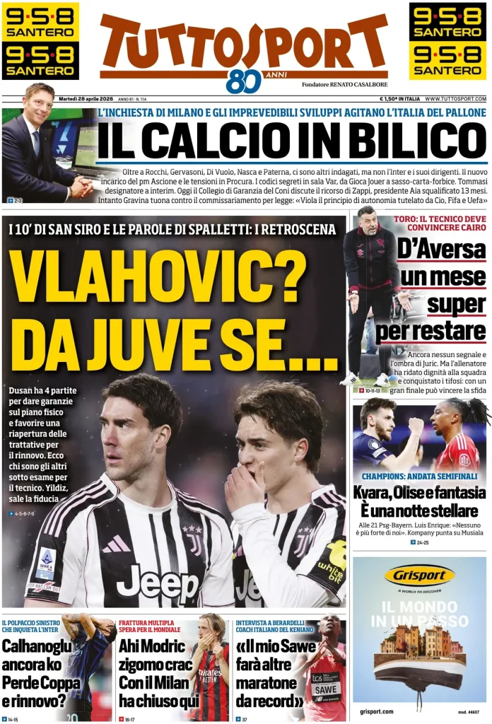 Le prime pagine dei quotidiani sportivi – 28 aprile 2026 29 tuttosport 020302lim9ahf