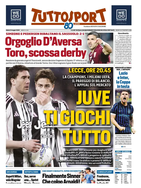 Le prime pagine dei quotidiani sportivi – 09 maggio 2026 29 image 13