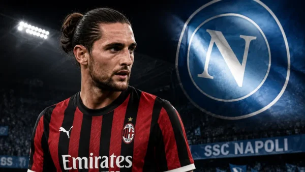 Rabiot e stemma Napoli