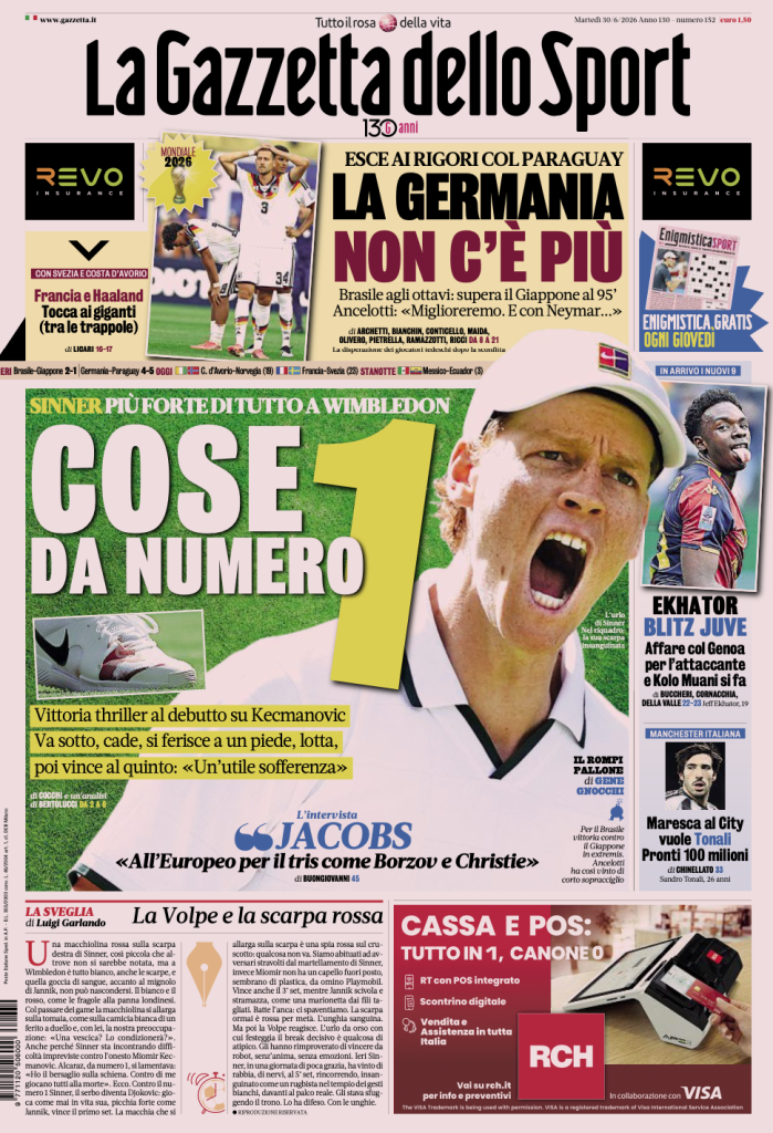 Le prime pagine dei quotidiani sportivi – 30 giugno 2026 4 Screenshot 2026 06 30 alle 09.27.48