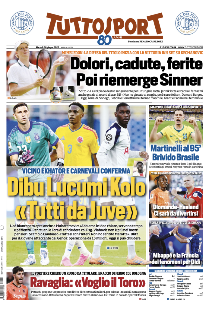Le prime pagine dei quotidiani sportivi – 30 giugno 2026 3 Screenshot 2026 06 30 alle 09.27.54