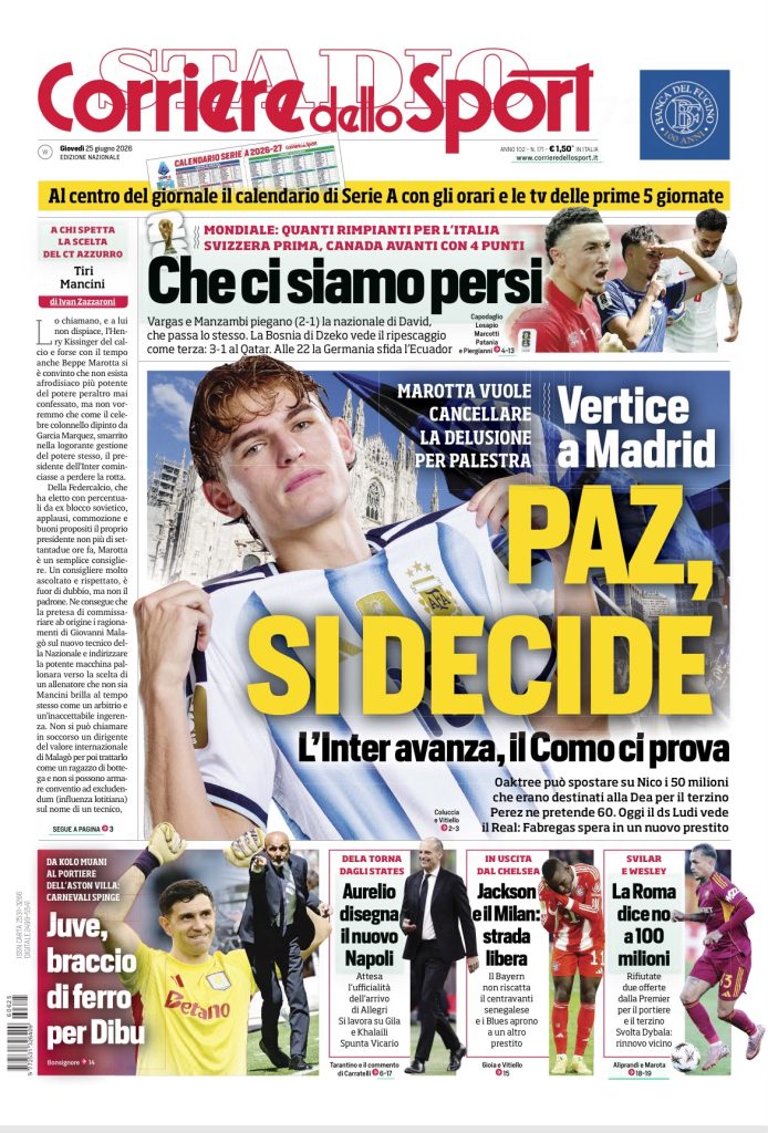Le prime pagine dei quotidiani sportivi – 25 giugno 2026 4 WhatsApp Image 2026 06 25 at 09.18.24 1