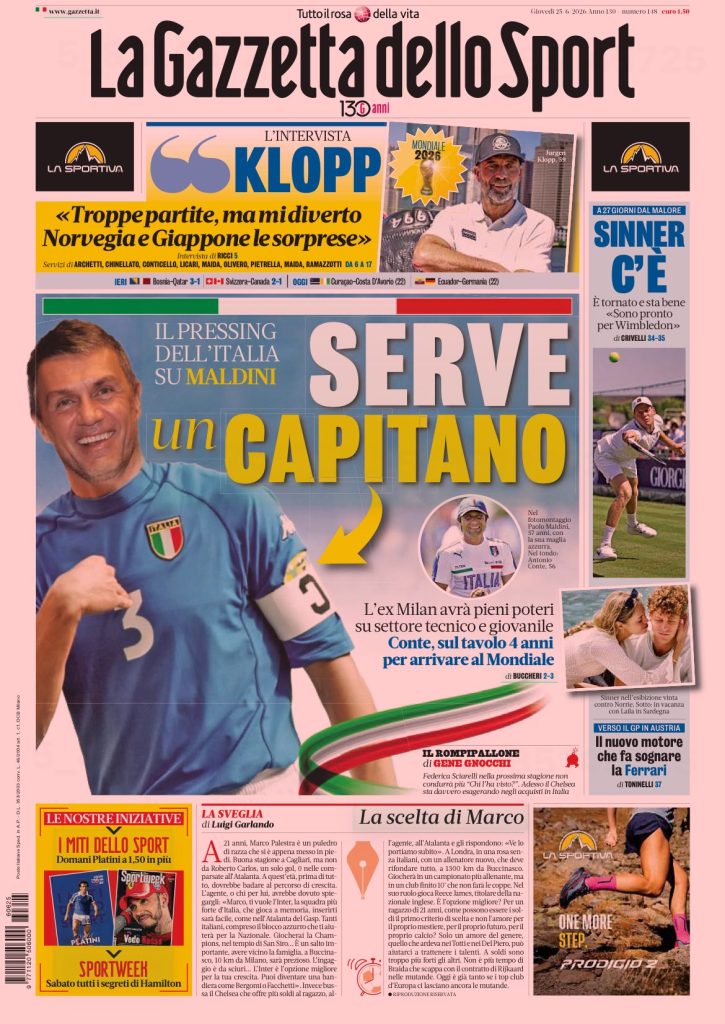Le prime pagine dei quotidiani sportivi – 25 giugno 2026 2 WhatsApp Image 2026 06 25 at 09.18.24