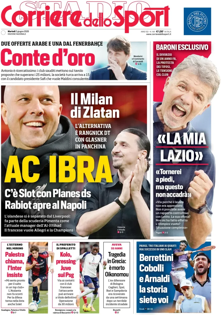 Le prime pagine dei quotidiani sportivi – 01 giugno 2026 3 corriere dello sport 020252fx0cwpy