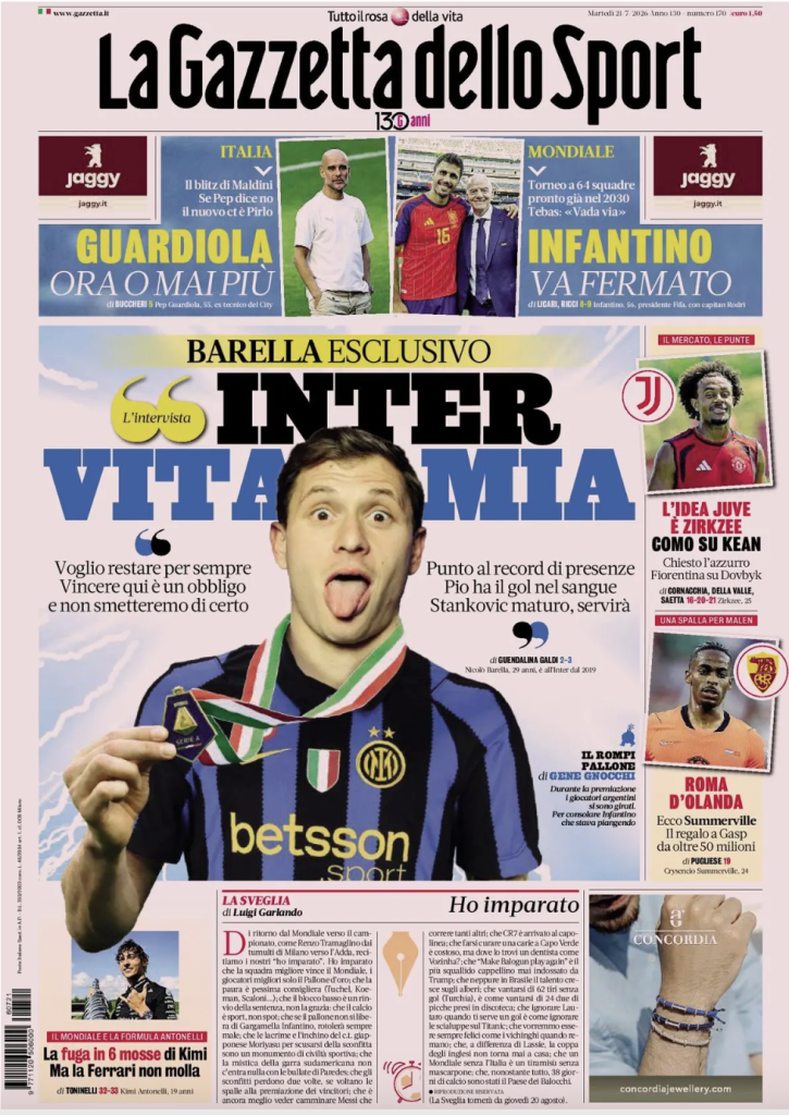 Le prime pagine dei quotidiani sportivi – 21 luglio 2026 2 Screenshot 2026 07 21 alle 09.09.23