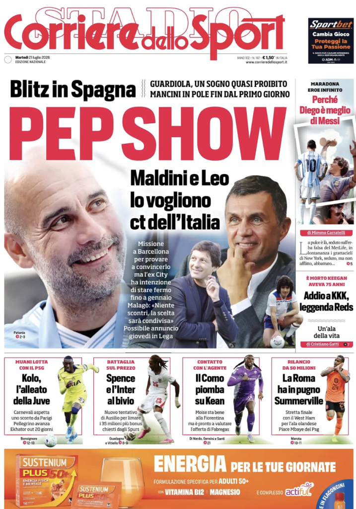 Le prime pagine dei quotidiani sportivi – 21 luglio 2026 3 Screenshot 2026 07 21 alle 09.09.37