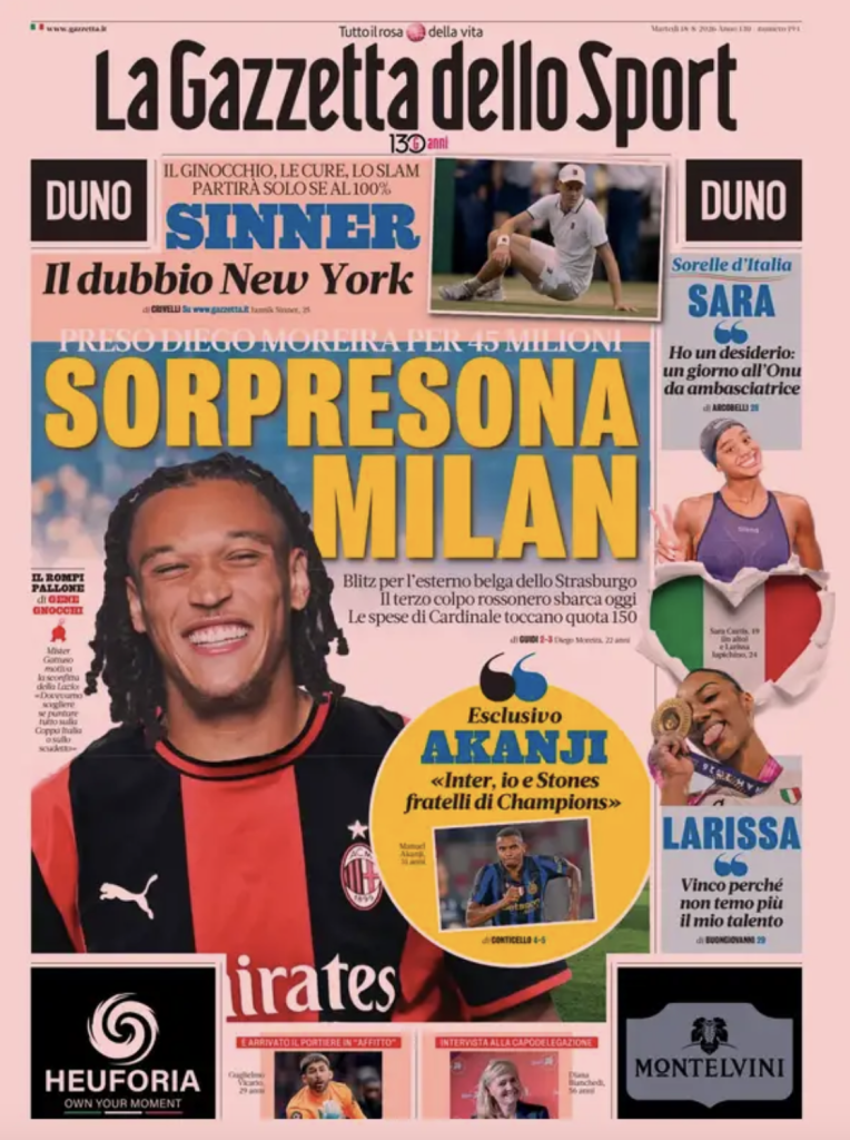 Le prime pagine dei quotidiani sportivi – 18 agosto 2026 2 Screenshot 2026 08 18 alle 08.50.11