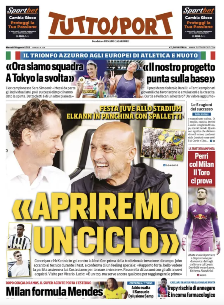 Le prime pagine dei quotidiani sportivi – 18 agosto 2026 4 Screenshot 2026 08 18 alle 08.50.24