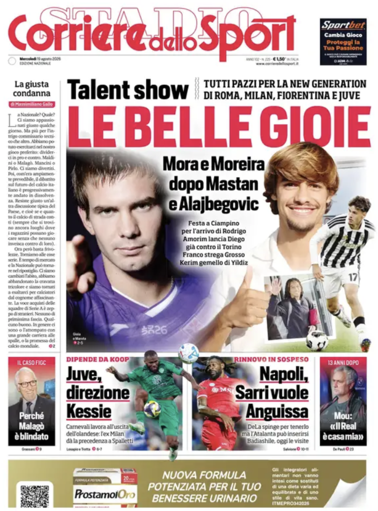 Le prime pagine dei quotidiani sportivi – 19 agosto 2026 3 Screenshot 2026 08 19 alle 09.07.07