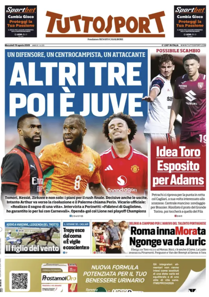 Le prime pagine dei quotidiani sportivi – 19 agosto 2026 4 Screenshot 2026 08 19 alle 09.07.18