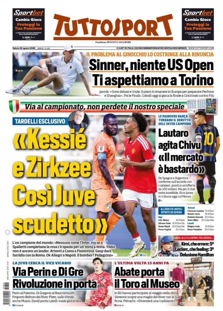 Le prime pagine dei quotidiani sportivi – 20 agosto 2026 3 WhatsApp Image 2026 08 22 at 09.00.38