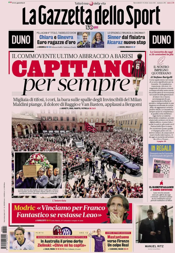 Le prime pagine dei quotidiani sportivi – 05 agosto 2026 2 la gazzetta dello sport 0333029jqcqh6
