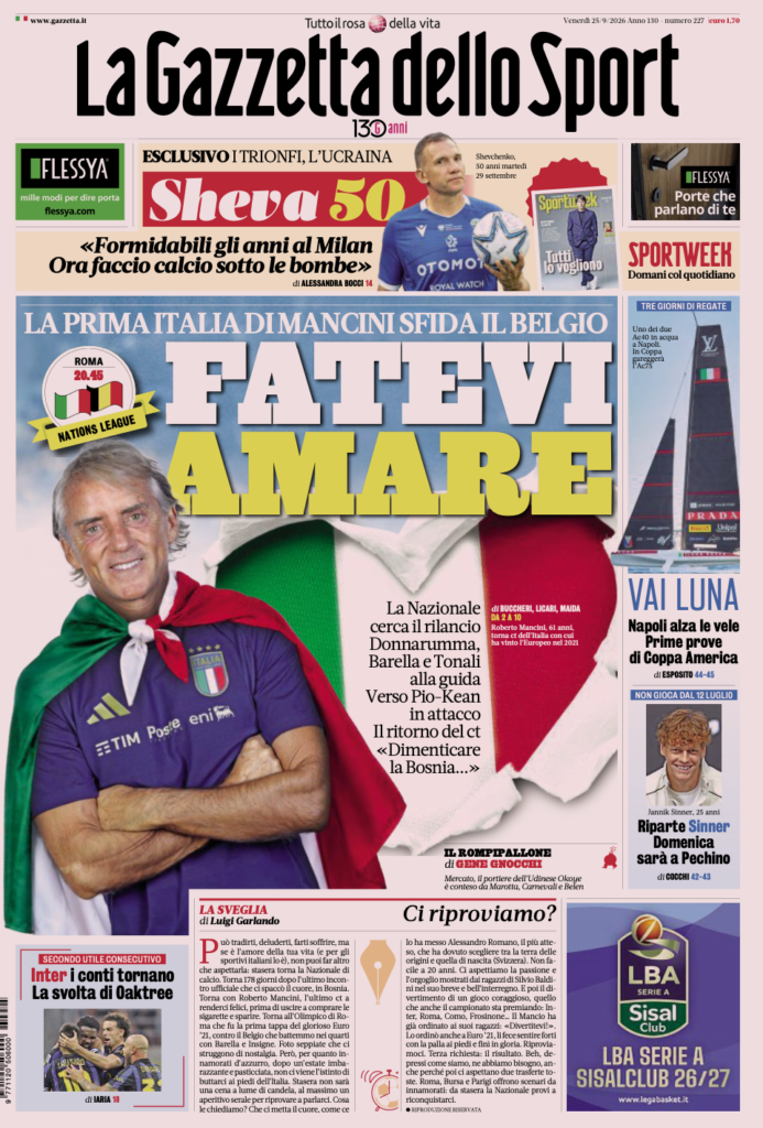 Le prime pagine dei quotidiani sportivi – 25 settembre 2026 4 Screenshot 2026 09 25 alle 09.16.44