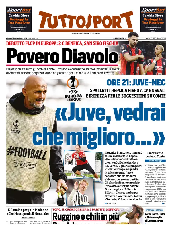 Le prime pagine dei quotidiani sportivi – 17 settembre 2026 4 image 26